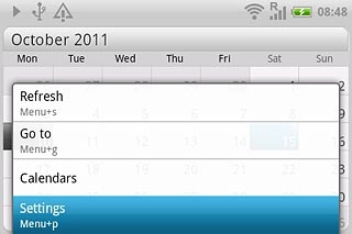 Press Settings.Follow the instructions on the display to select the required settings for the calendar.