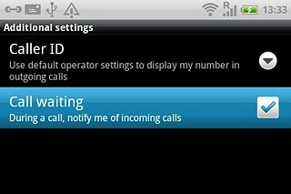 The current settings are displayed.Press Call waiting to turn the function on or off.