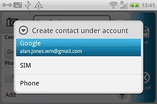 Press the required email account, SIM or Phone.