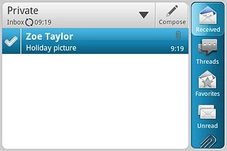 Press the required email message to read it.