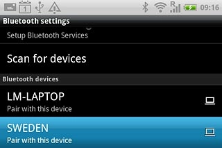 Press the required Bluetooth device.