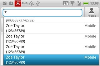 Key in the first letters of the required contact.Matching contacts are displayed.Press the required contact.