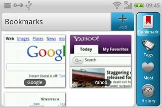 Press the required bookmark.