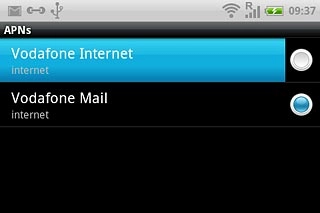 Press the field next to Vodafone Internet to fill in the field.