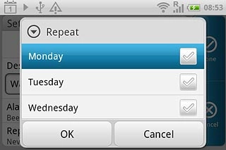 Press the required days to select them.