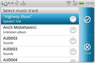 Press the required audio file to select it.