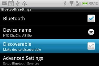 Press Dicoverable to turn Bluetooth visibility on or off.