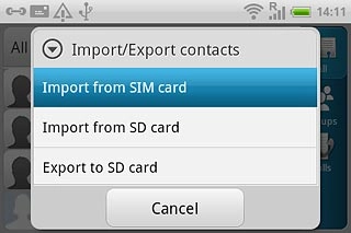 Press Import from SIM card.