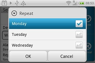 When the box next to a day is ticked (V), the day is selected.