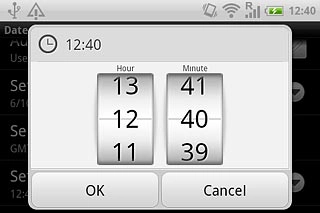 Slide the numbers up or down to set the time.