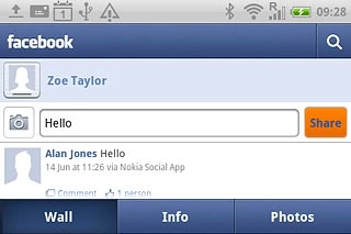 Key in the required text and press Share.