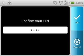 Key in the phone lock code again and press OK.