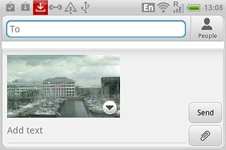 A picture message containing the picture or video clip is created.Press To.