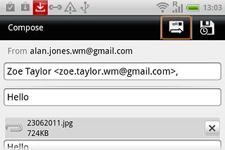 Write subject and text for your email message.Press the send icon.