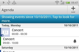 Press Showing events since . Tap to look for more or Showing events until . Tap to look for more to see other appointments.