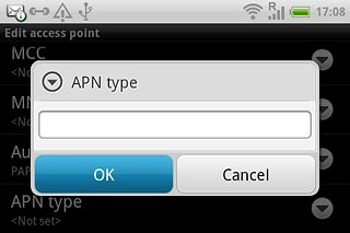 Key in default and press OK.