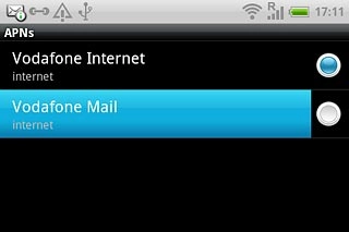 Press the field next to Vodafone Mail to fill in the field.