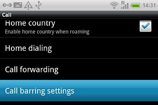 Press Call barring settings.