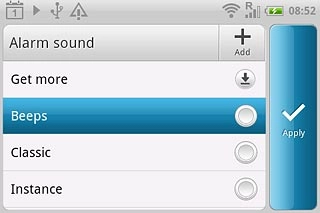 Press the different alarm tones to listen to them.