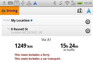 Press the transportation type icon at the top of the display.