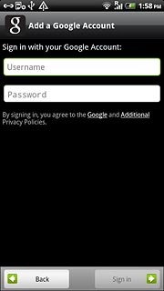 Press Username and key in the username for your Google account.