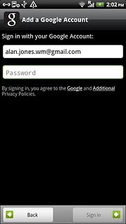 Press Password and key in the password for your Google account.