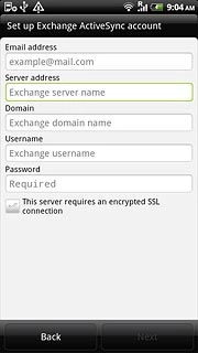 Press the field below Server address and key in the server address.
