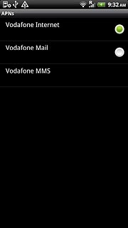 Press the field next to Vodafone Internet to fill in the field.