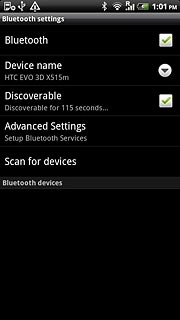 When the box next to the menu item is ticked (V), Bluetooth visibility is turned on.