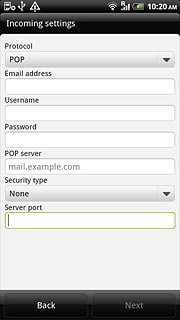 Press the field below Server port and key in 110
