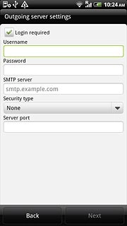 Press Login required to turn SMTP authentication on or off.If you turn on SMTP authentication:Follow the instructions on the display to key in the username and password for your email account.Please note that if you're using Vodafone's outgoing server, turn off SMTP authentication and leave the username and password fields empty.