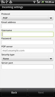 Press the field below Username and key in the username for your email account.