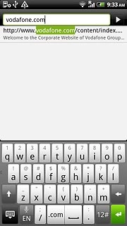 Key in the address of the required web page and press arrow right.