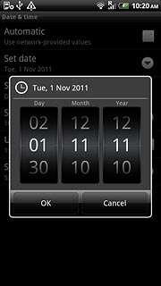 Slide the numbers up or down to set the date.
