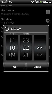 Slide the numbers up or down to set the time.