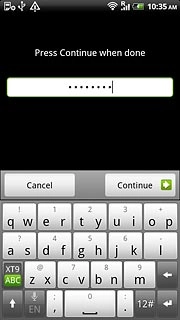 Key in the required phone lock code and press Continue.