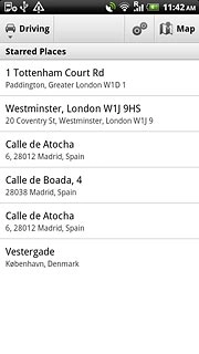 Press the required destination.