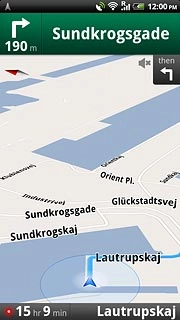 The travel time and your current position are displayed at the bottom of the display.Follow the verbal instructions or the instructions on the display to go to the selected destination.
