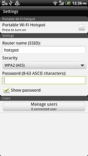 Press the field below Password (8-63 ASCII characters).Key in the required password.