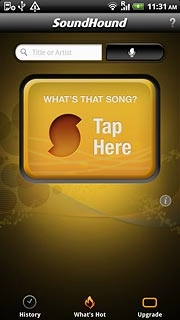 Press Tap Here.Your phone analyses the current audio file.A connection to the internet is established and after a moment details about the current audio file (title, artist, album) are displayed.