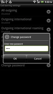 Key in the new barring password and press OK.