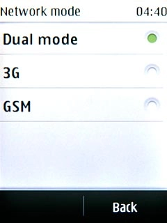 Press Dual mode, 3G or GSM.