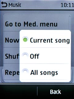 Press Current song, Off or All songs.