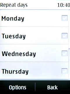 Press the required days to highlight it.