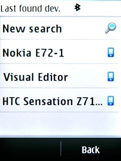 Press New search.Your phone now searches for devices and after a moment, a list of Bluetooth devices within range is displayed.