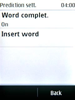Press Back several times to return to text input.