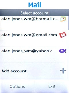 If email accounts have been created already:Press Add account.