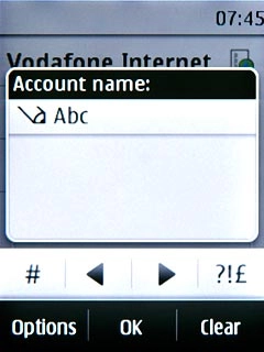 Key in Vodafone Internet and press OK.