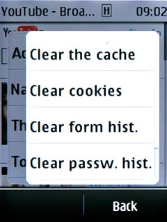 Press Back twice to return to the current web page.