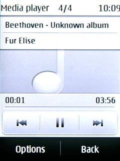 To go to the next audio file:Press double arrow right.